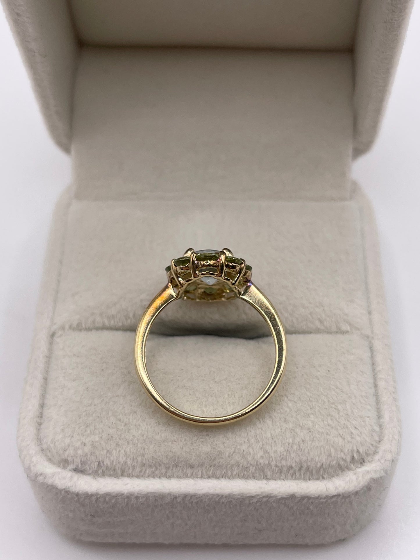 9ct gold topaz and peridot ring