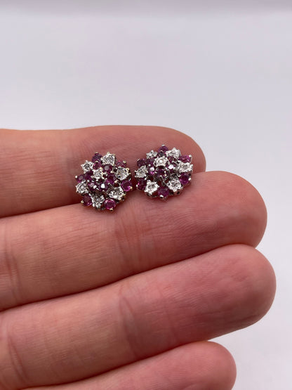 9ct gold ruby and diamond earrings