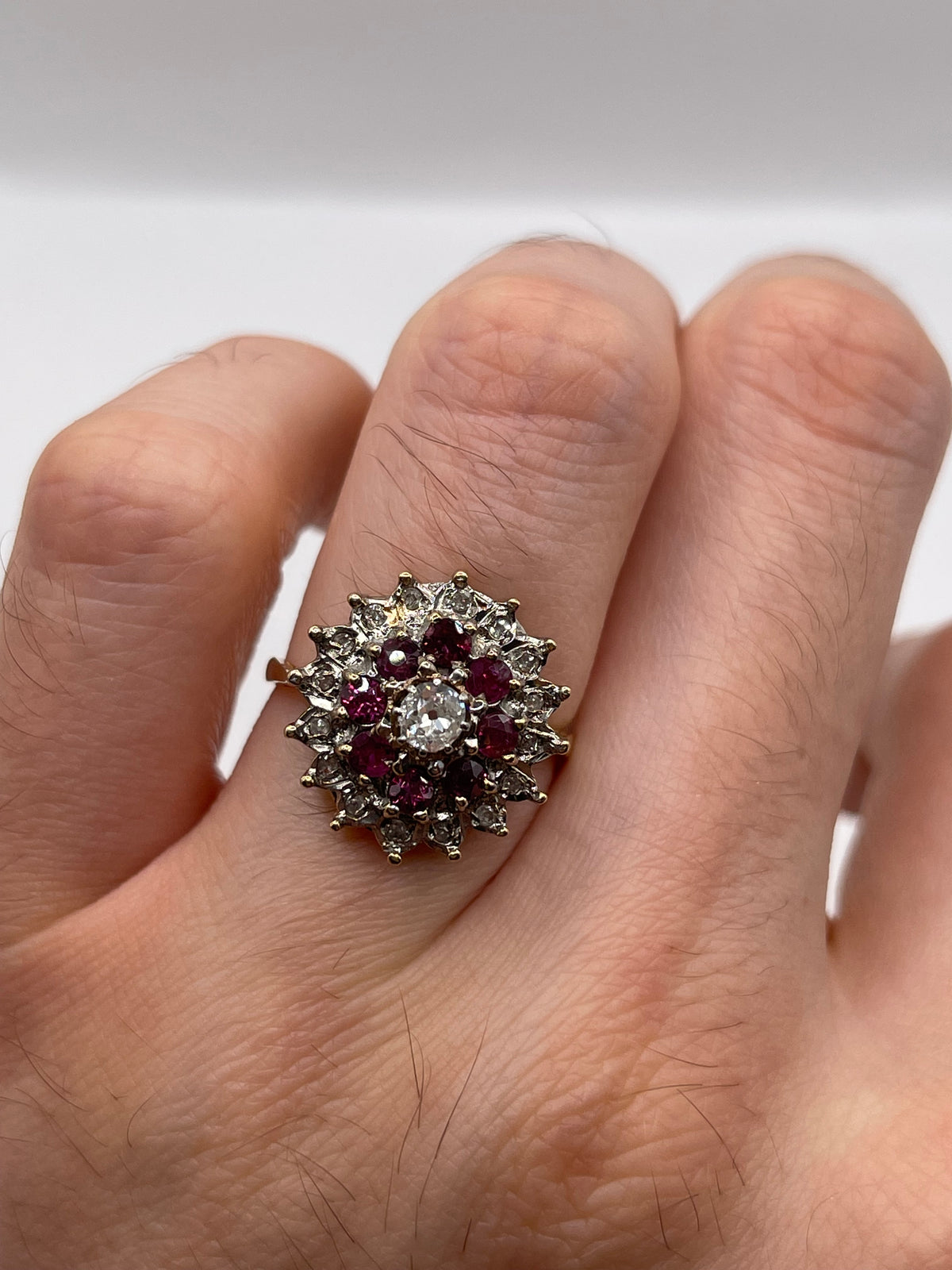 9ct gold ruby and diamond ring