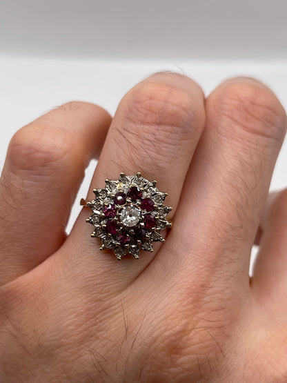 9ct gold ruby and diamond ring