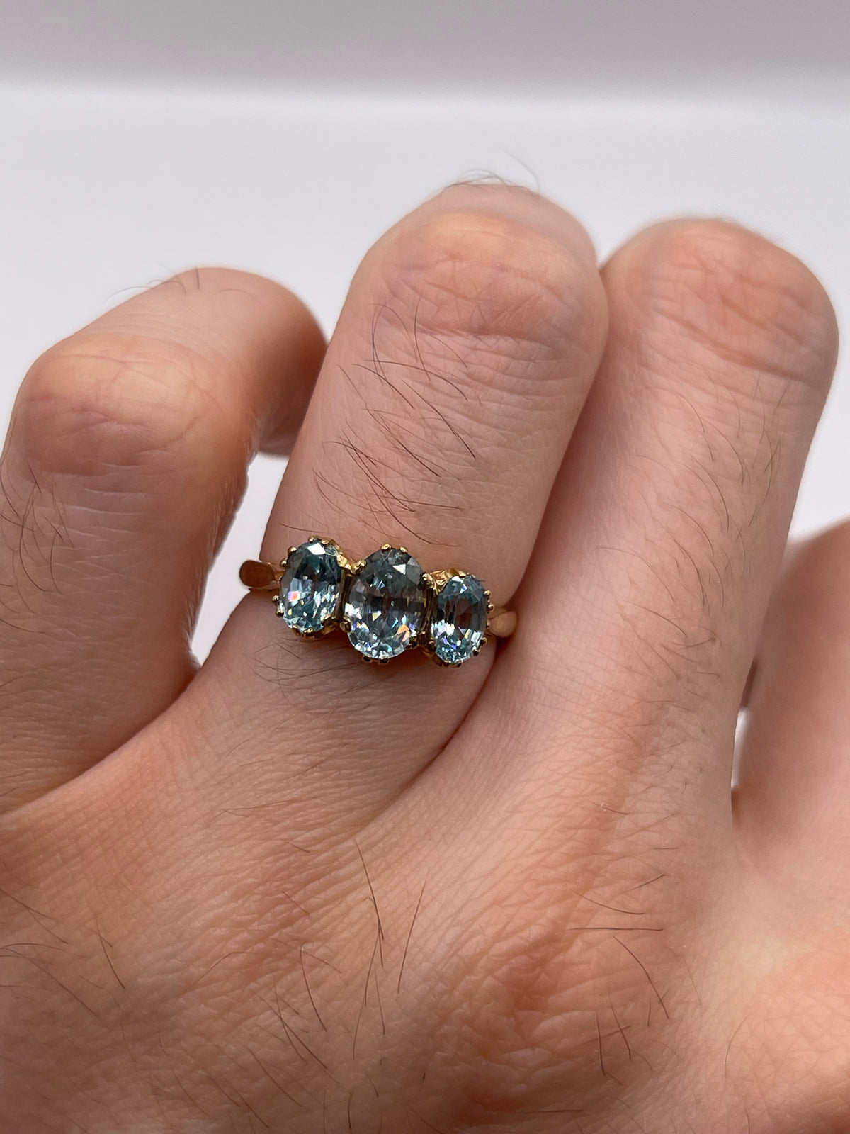 9ct gold blue zircon ring
