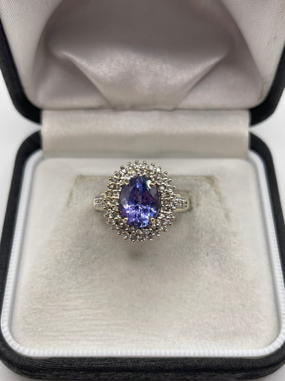 9ct gold tanzanite and zircon ring