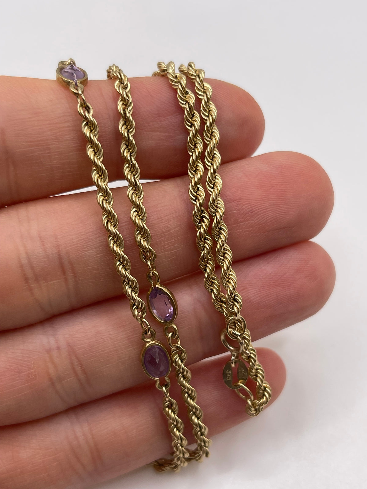 9ct gold amethyst necklace