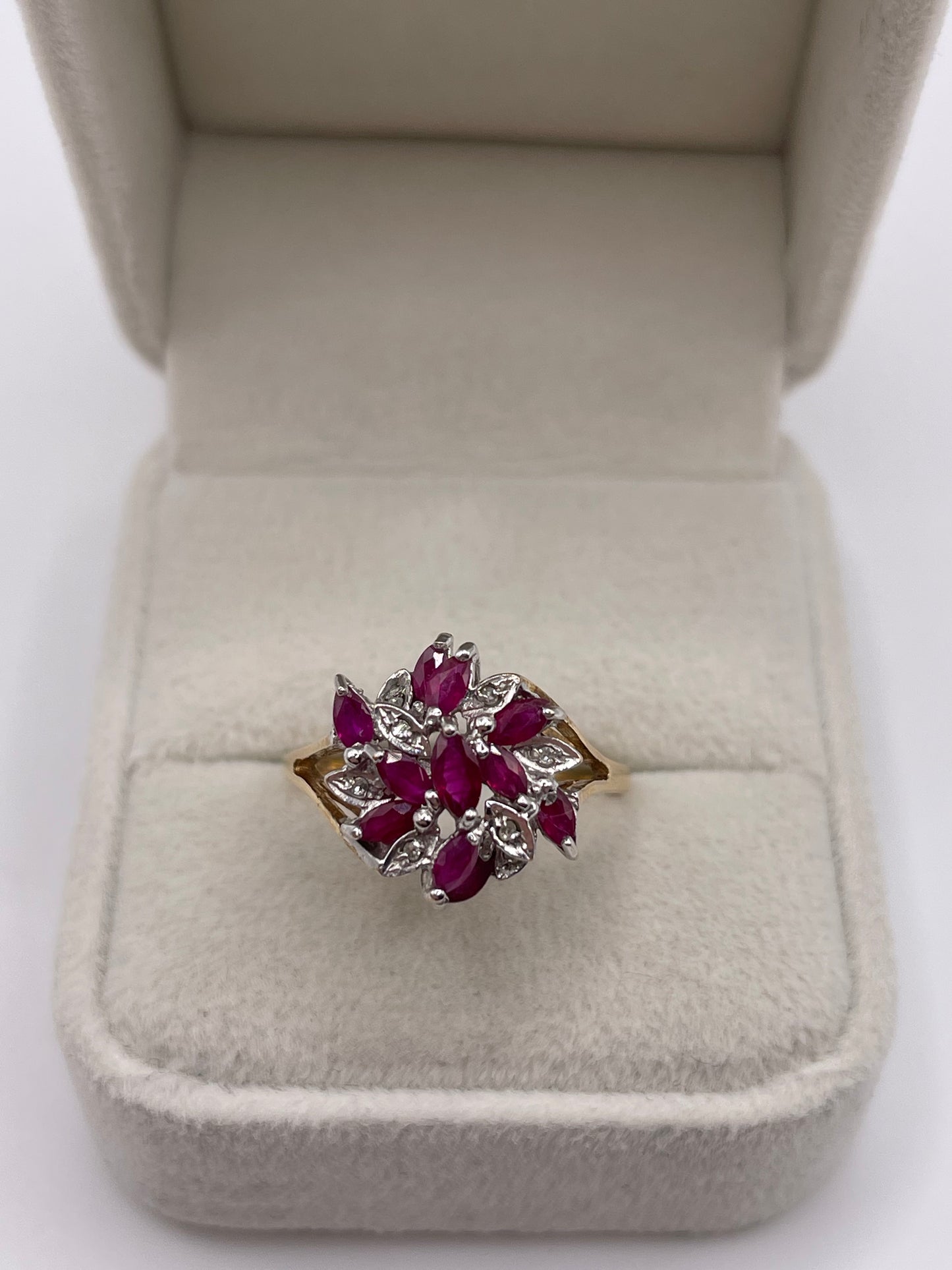 9ct gold ruby and diamond ring