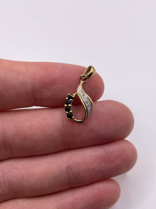 9ct gold sapphire and diamond pendant