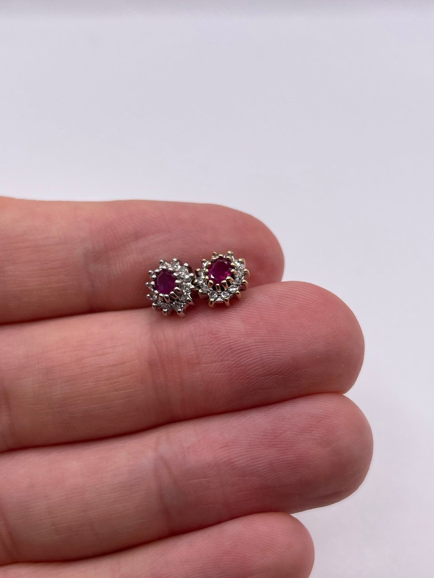 9ct gold ruby and diamond earrings