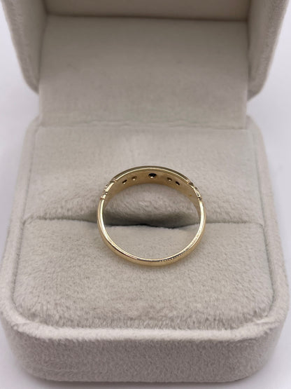 9ct gold sapphire and pearl gypsy ring