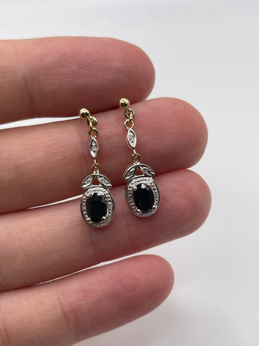 9ct gold sapphire and diamond earrings