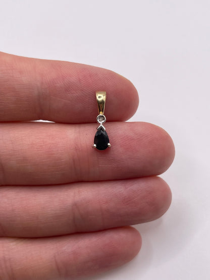9ct gold sapphire and diamond pendant