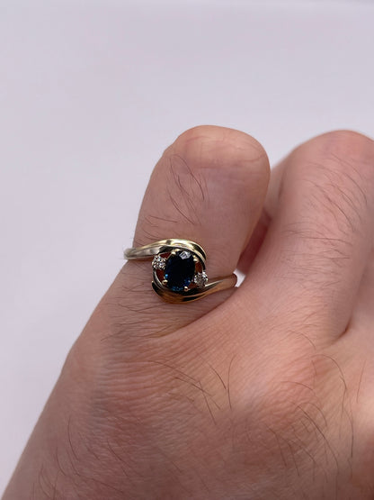 14ct two tone gold sapphire and diamond ring