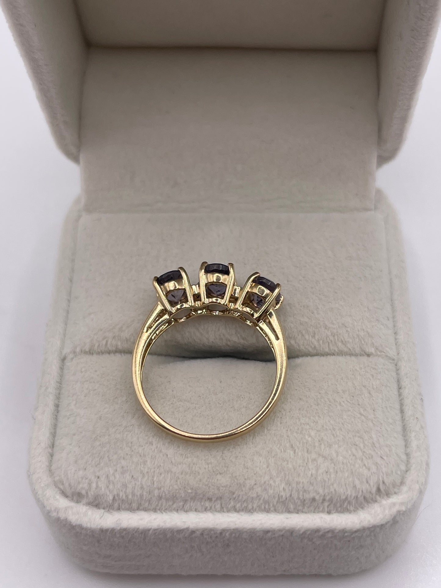9ct gold iolite and diamond ring