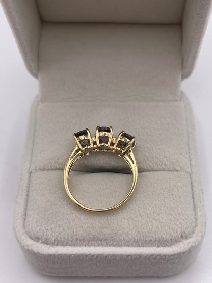 9ct gold iolite and diamond ring