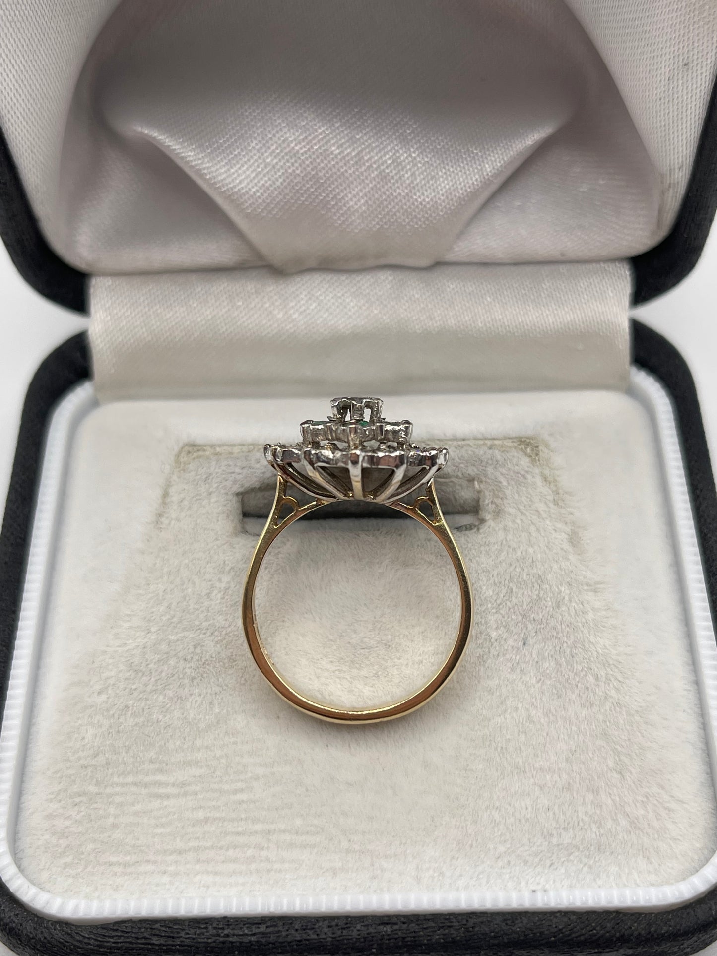 9ct gold emerald and diamond ring