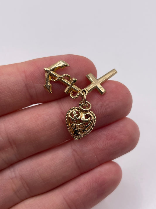 9ct gold hope, faith and charity charm