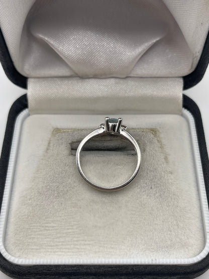 9ct white gold topaz and diamond ring