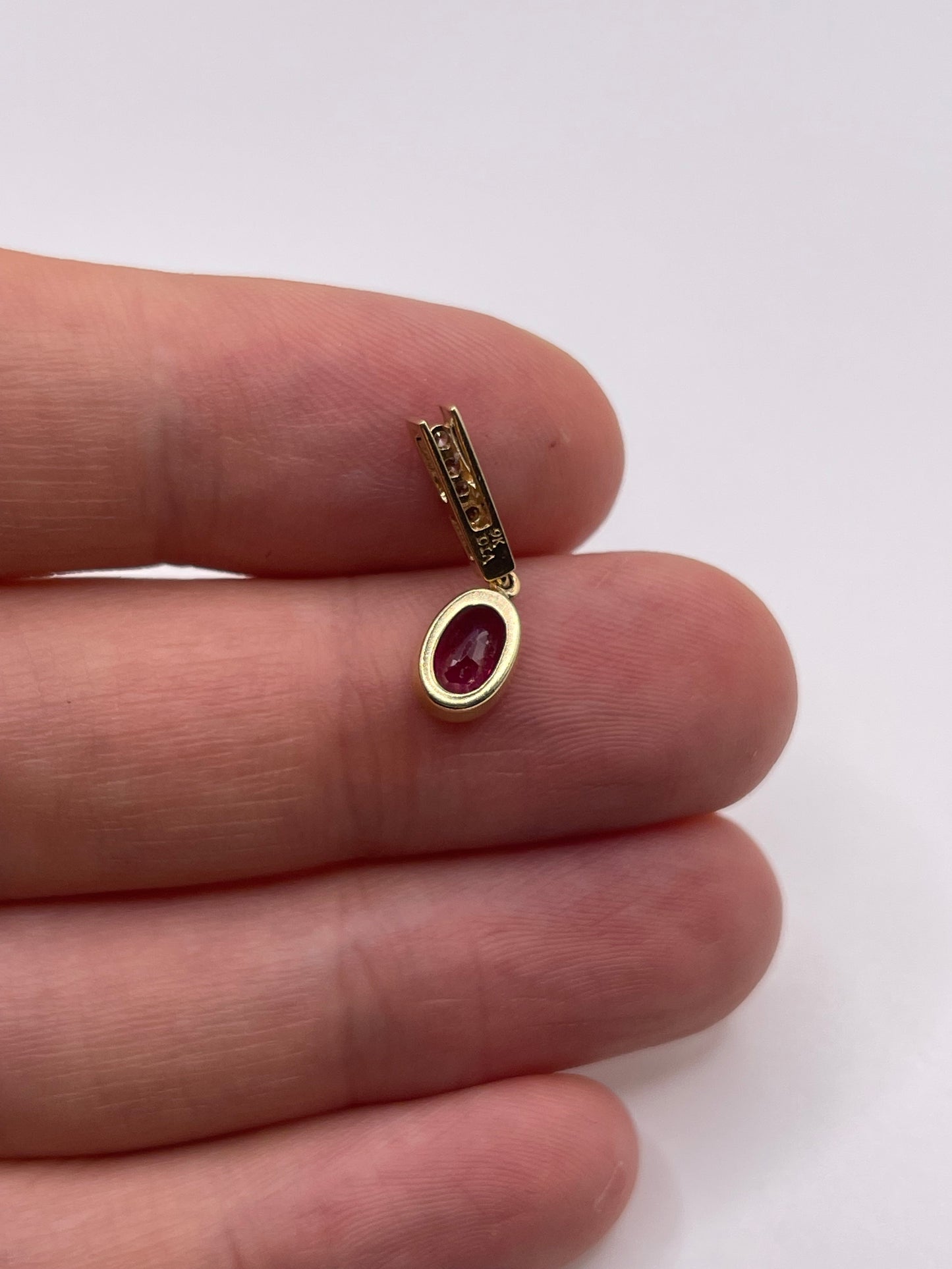 9ct gold ruby and diamond pendant