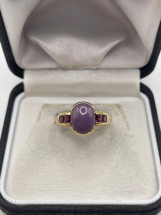 9ct gold turquoise and garnet ring