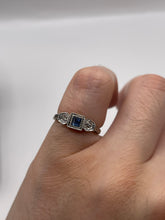 Load image into Gallery viewer, 9ct gold platinum sapphire and diamond ring
