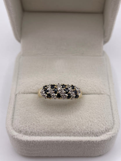 9ct gold sapphire and diamond cluster ring