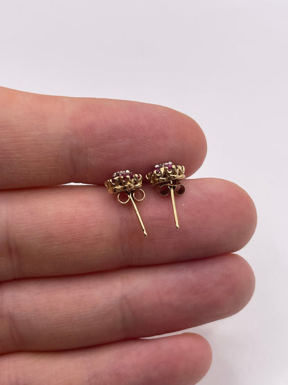 9ct gold ruby and diamond earrings