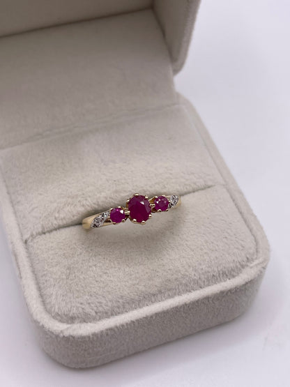 9ct gold ruby and diamond ring