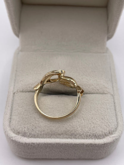 9ct gold emerald double hand ring