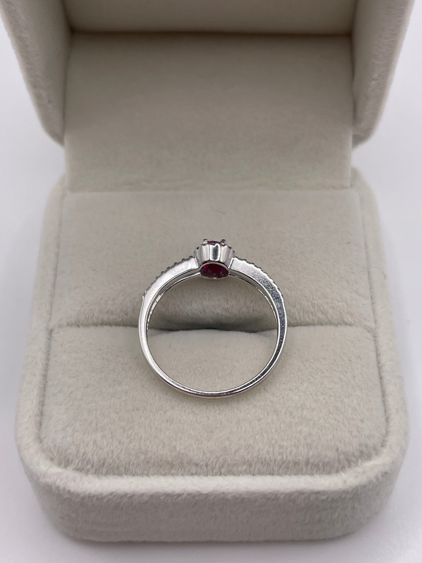 18ct white gold ruby and diamond ring
