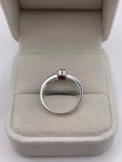 18ct white gold ruby and diamond ring