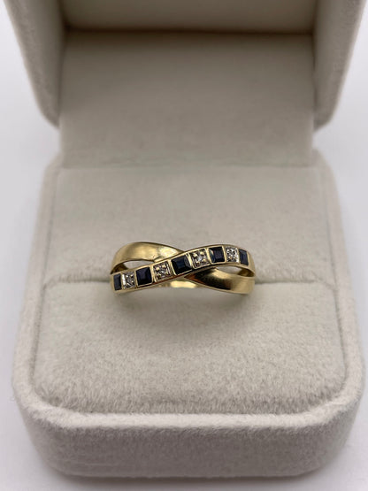 9ct gold sapphire and diamond ring