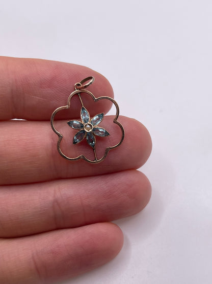 Antique 9ct rose gold topaz and pearl pendant