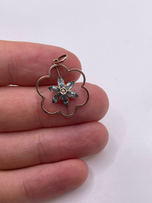 Antique 9ct rose gold topaz and pearl pendant
