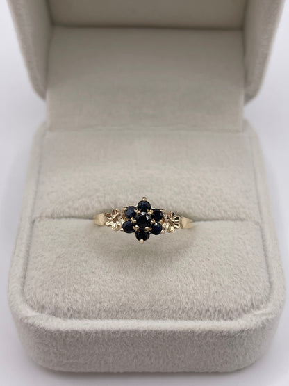 9ct gold sapphire cluster ring