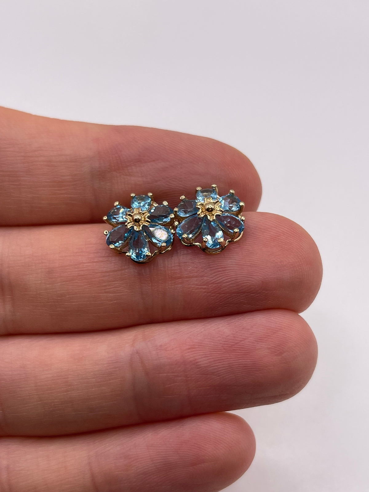 9ct gold topaz cluster earrings
