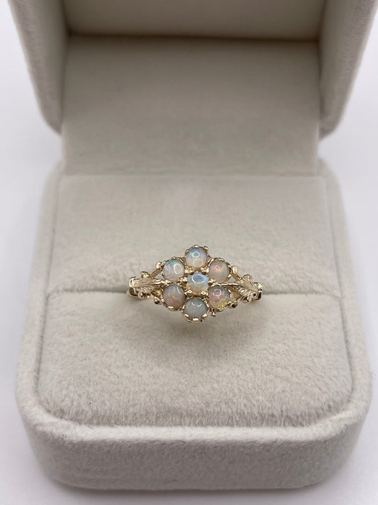 9ct gold opal cluster ring