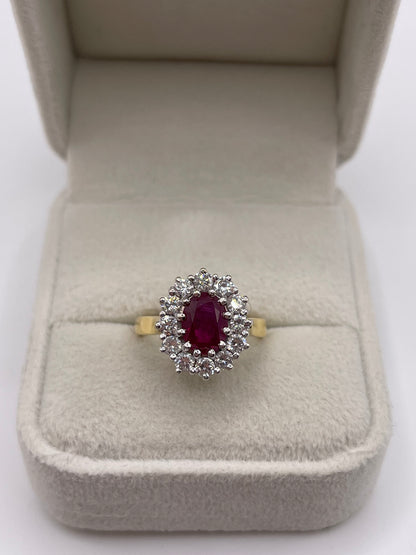 18ct gold ruby and diamond ring