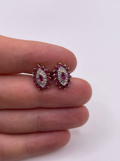 9ct gold ruby and diamond earrings