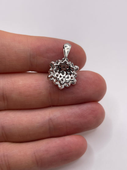 9ct white gold diamond cluster pendant