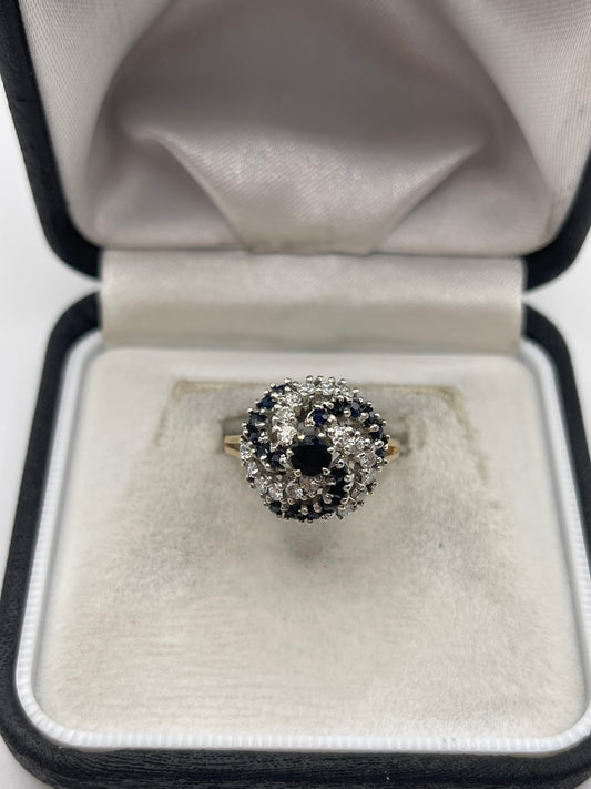9ct gold sapphire and diamond ring