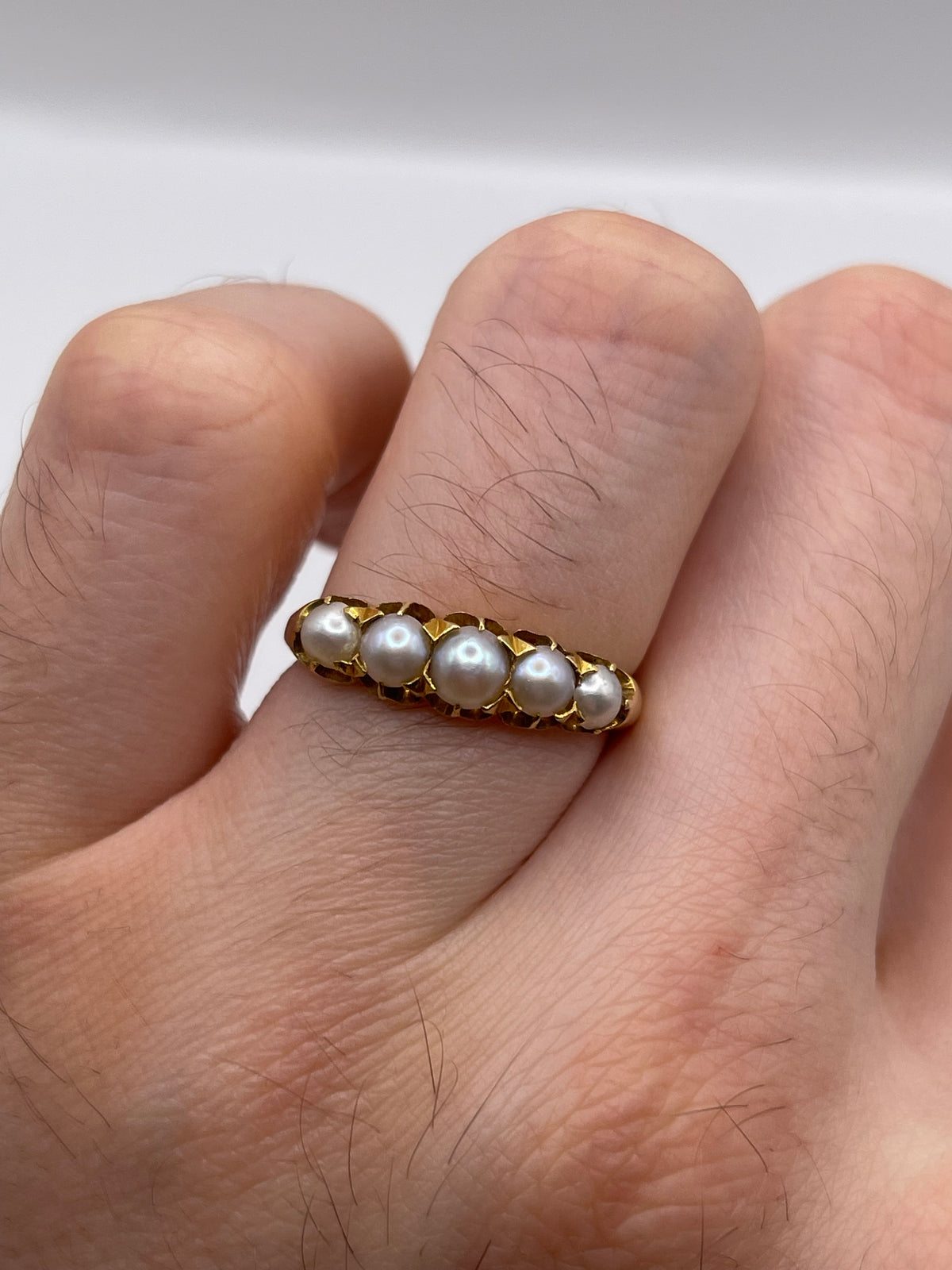 Antique 18ct gold pearl ring