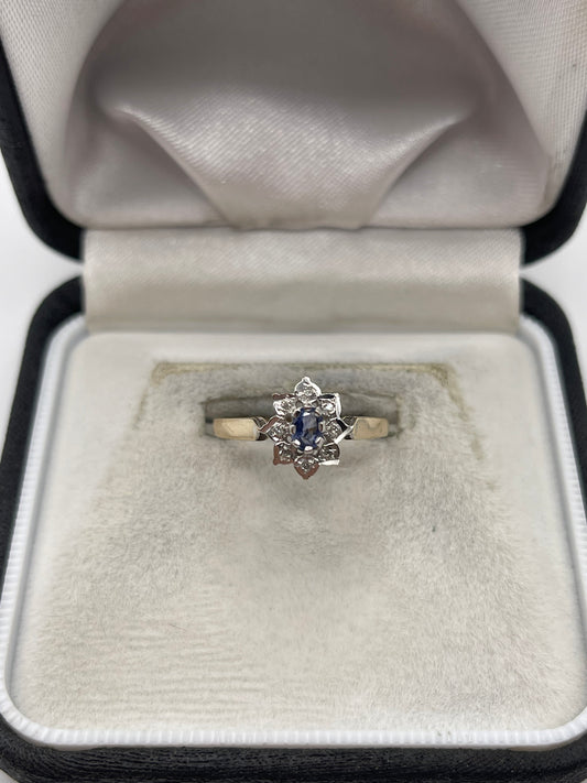 9ct gold sapphire and diamond ring