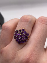 Load image into Gallery viewer, 9ct gold amethyst cluster ring
