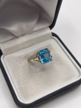 Load image into Gallery viewer, 9ct gold blue topaz and diamond ring
