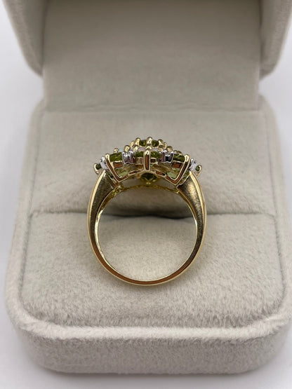9ct gold peridot, opal and diamond ring