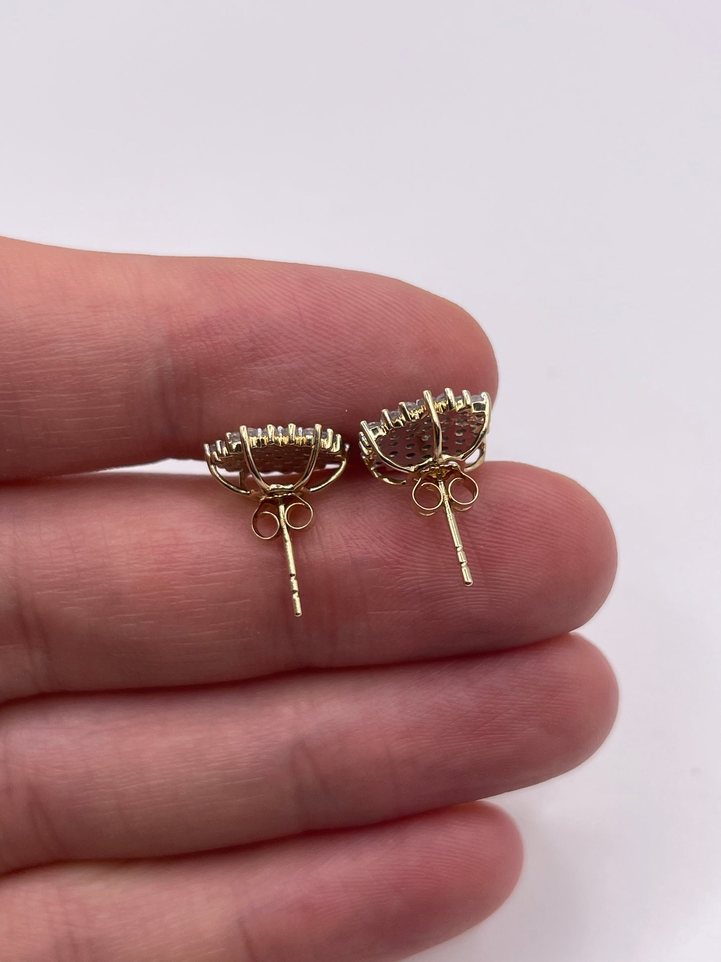 9ct gold diamond cluster earrings