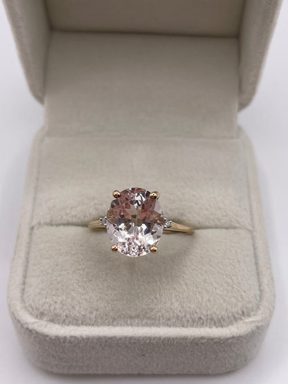 9ct gold kunzite and diamond ring