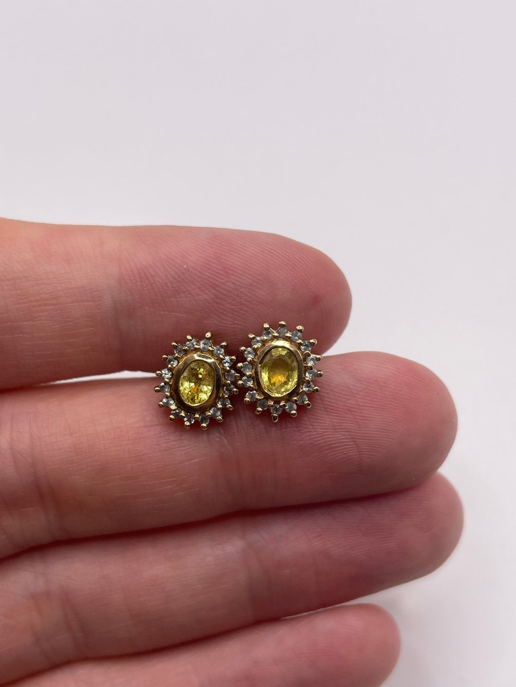 9ct gold sapphire cluster earrings