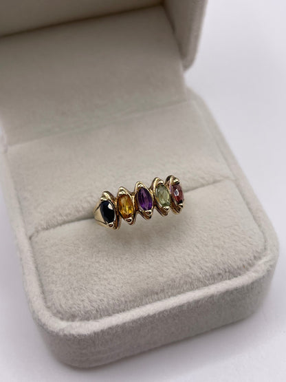 9ct gold multi gemstone ring