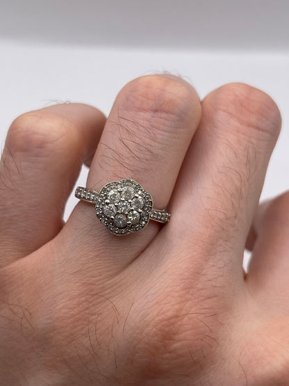 9ct white gold diamond cluster ring