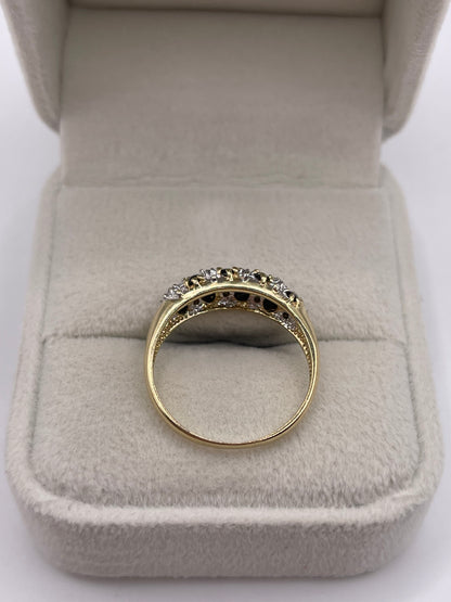 9ct gold sapphire and diamond cluster ring