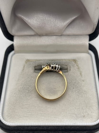 9ct gold emerald and diamond ring